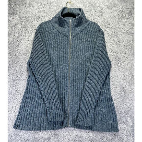 Vintage Venezia Wool Blend Cardigan Sweater Zip Pockets Blue‎ Speckled 18/20 - Picture 1 of 8